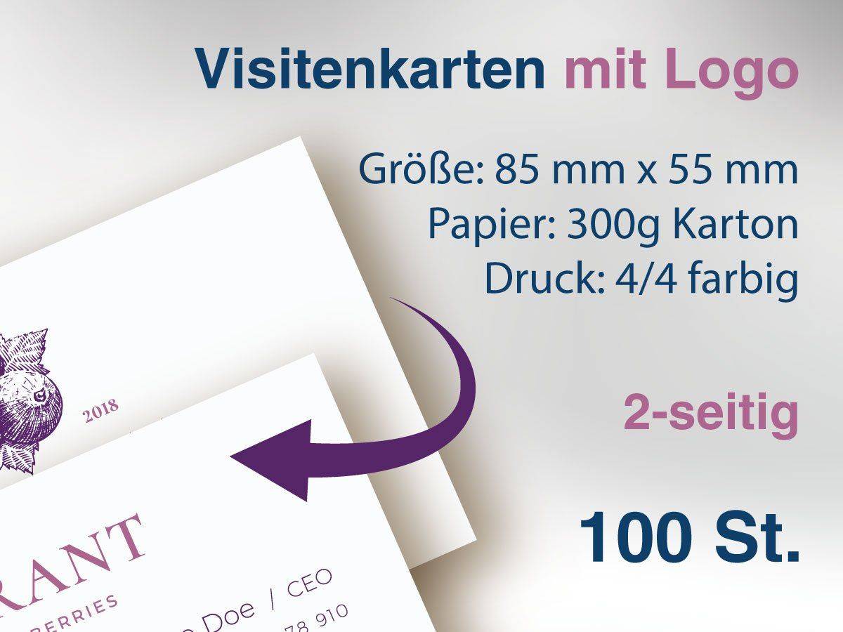 Visitenkarten mit Logo, Querformat zweiseitig (100 St.) Visitenkarten