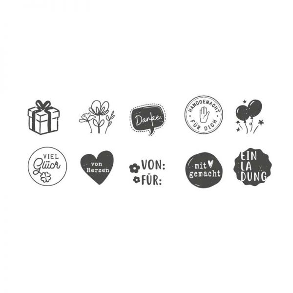 Stempelset Deutsch "Schenke Glück!"