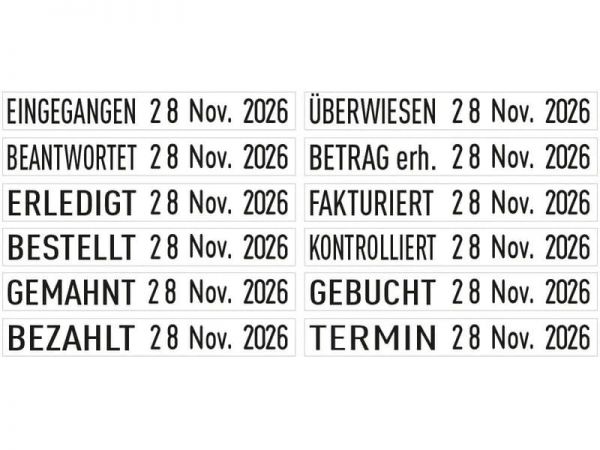 Lagertext Wortbandstempel Trodat Classic + Datum 1117