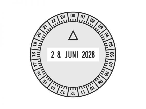 Trodat Classic Datumstempel 2910/U1-24 mit Uhrzeitplatte (Ø 50 mm)